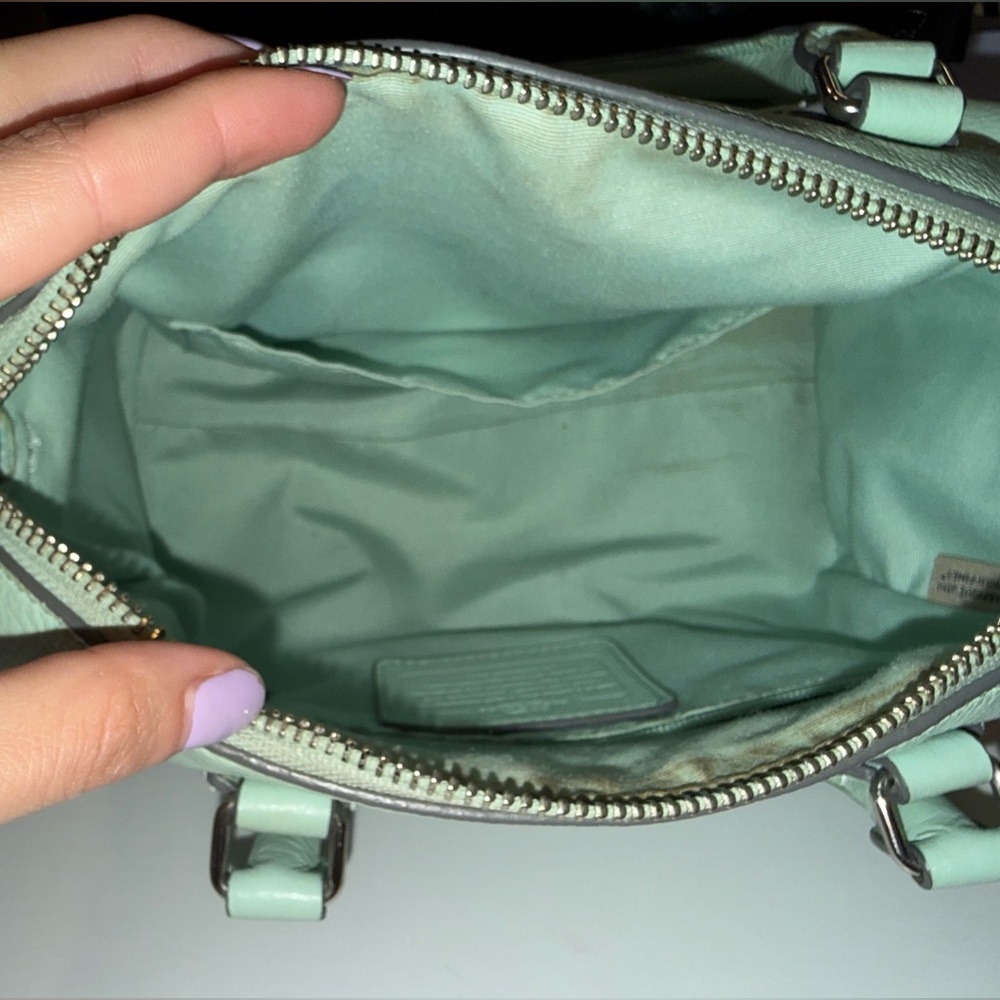 COACH Rowan Satchel Bag in Mint Green Genuine Leather - Picture 6 of 7